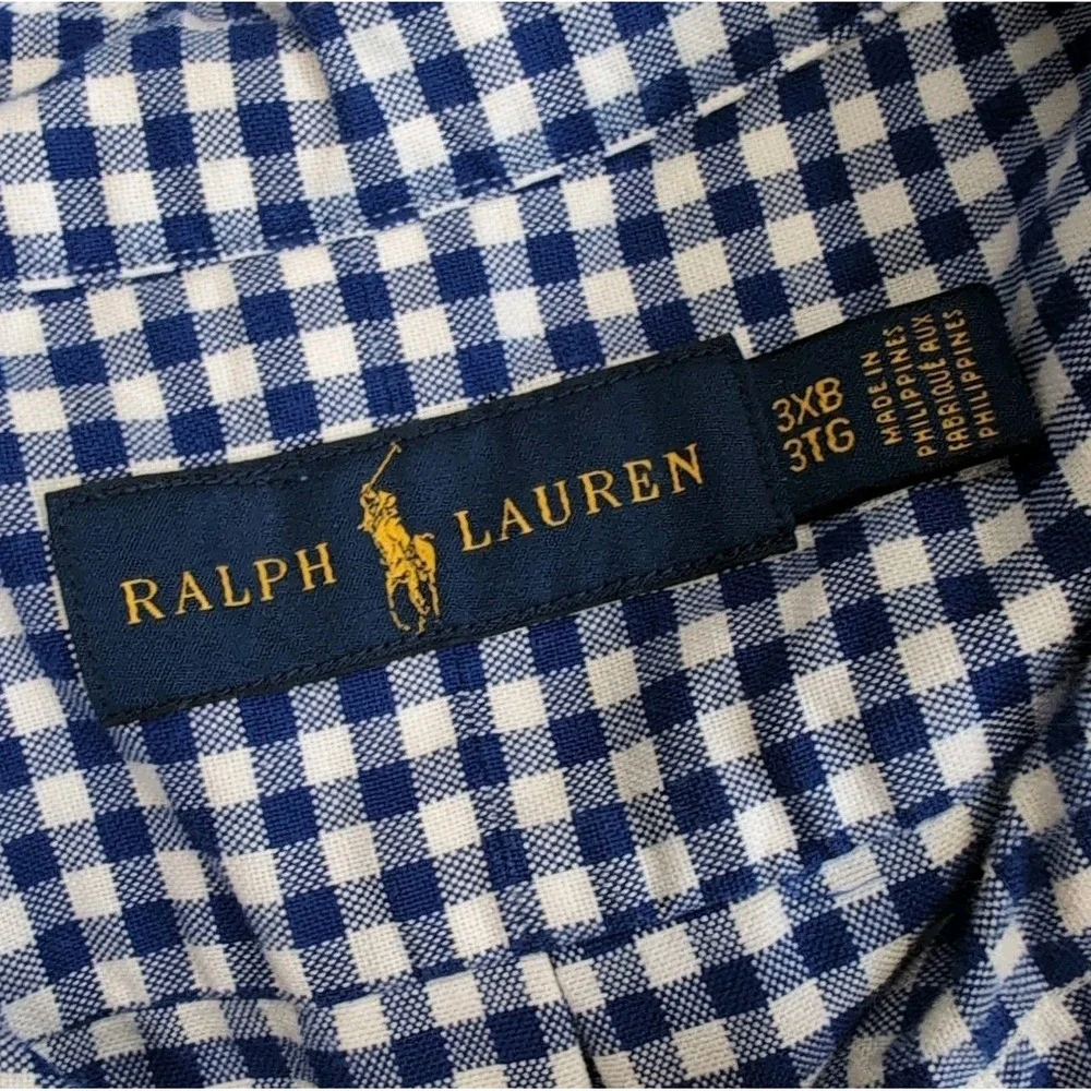 Polo Ralph Lauren Short Sleeve Oxford Button Down Shirt Mens 3XB Gingham Check